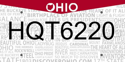 HQT6220 Ohio License Plate