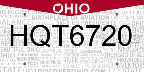 HQT6720 Ohio License Plate