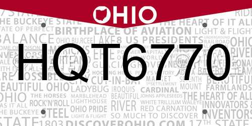 HQT6770 Ohio License Plate