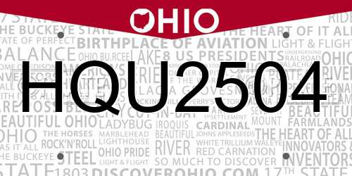 HQU2504 Ohio License Plate