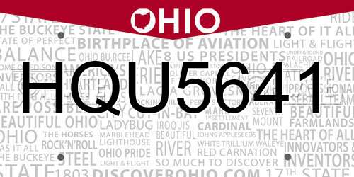 HQU5641 Ohio License Plate