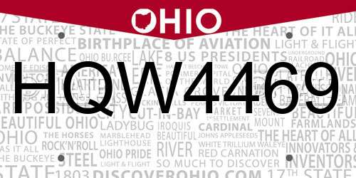 HQW4469 Ohio License Plate