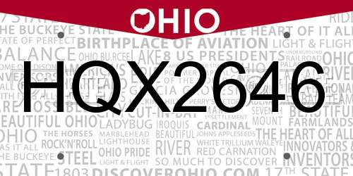 HQX2646 Ohio License Plate