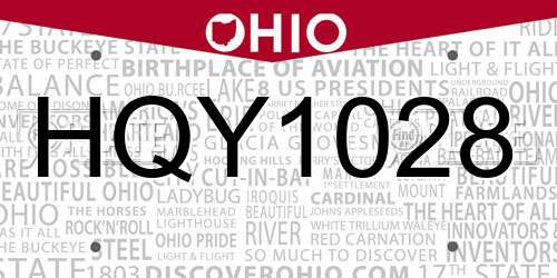 HQY1028 Ohio License Plate