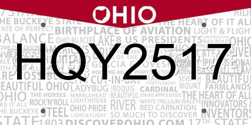 HQY2517 Ohio License Plate