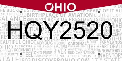 HQY2520 Ohio License Plate