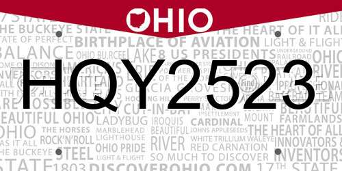 HQY2523 Ohio License Plate