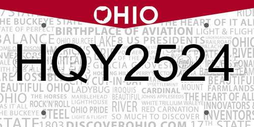 HQY2524 Ohio License Plate