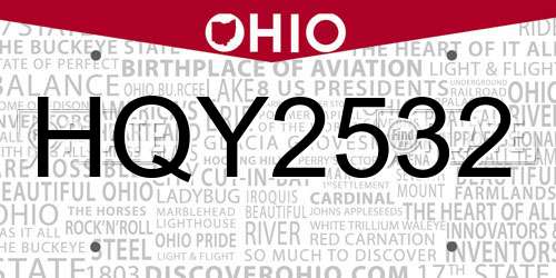 HQY2532 Ohio License Plate