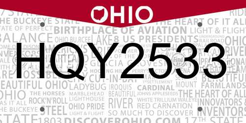HQY2533 Ohio License Plate