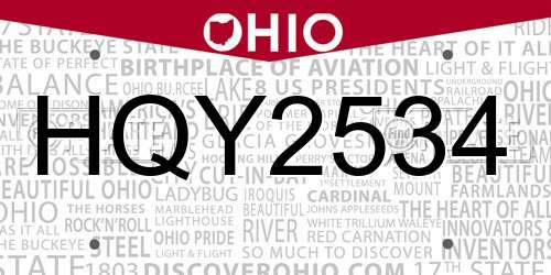 HQY2534 Ohio License Plate