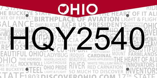 HQY2540 Ohio License Plate
