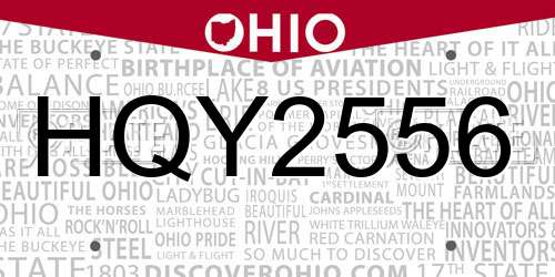 HQY2556 Ohio License Plate