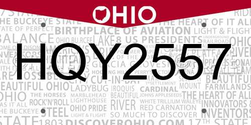 HQY2557 Ohio License Plate