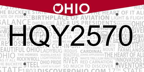 HQY2570 Ohio License Plate