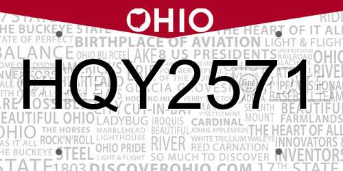 HQY2571 Ohio License Plate