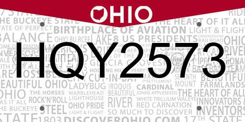 HQY2573 Ohio License Plate