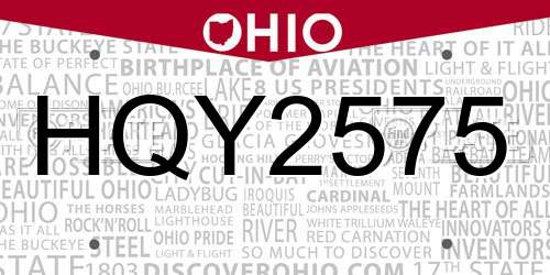 HQY2575 Ohio License Plate