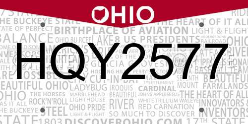 HQY2577 Ohio License Plate