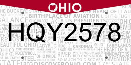 HQY2578 Ohio License Plate