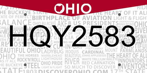 HQY2583 Ohio License Plate