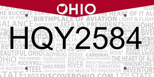 HQY2584 Ohio License Plate
