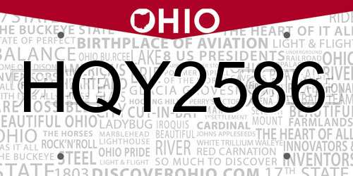HQY2586 Ohio License Plate