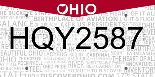 HQY2587 Ohio License Plate