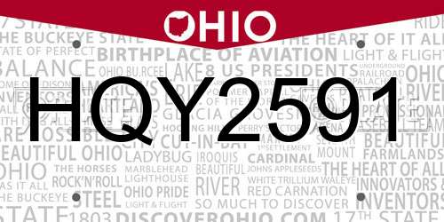 HQY2591 Ohio License Plate