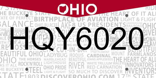 HQY6020 Ohio License Plate