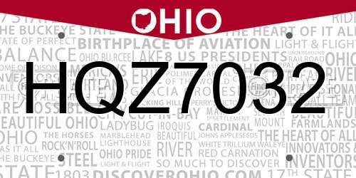 HQZ7032 Ohio License Plate