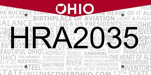 HRA2035 Ohio License Plate