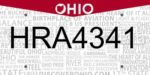HRA4341 Ohio License Plate