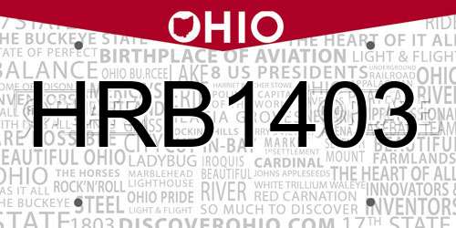 HRB1403 Ohio License Plate