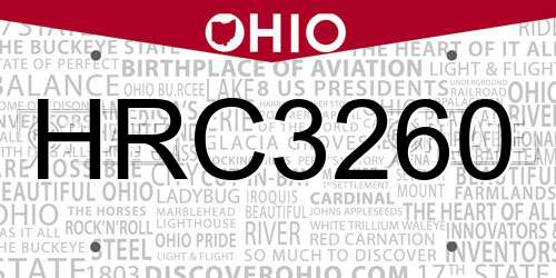 HRC3260 Ohio License Plate