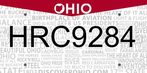 HRC9284 Ohio License Plate
