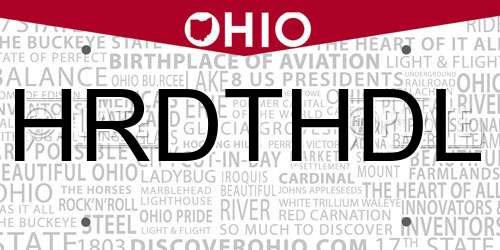 HRDTHDL Ohio License Plate