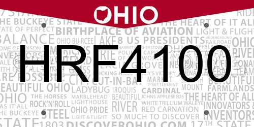 HRF4100 Ohio License Plate