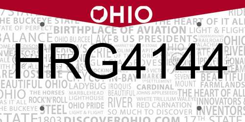 HRG4144 Ohio License Plate