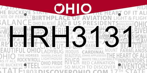 HRH3131 Ohio License Plate