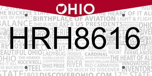 HRH8616 Ohio License Plate