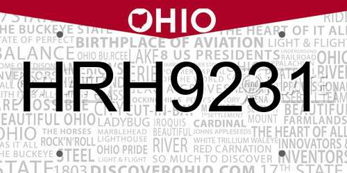 HRH9231 Ohio License Plate