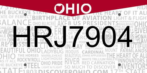 HRJ7904 Ohio License Plate