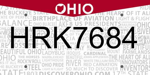 HRK7684 Ohio License Plate