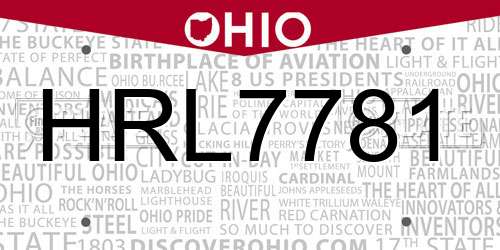 HRL7781 Ohio License Plate