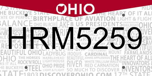 HRM5259 Ohio License Plate