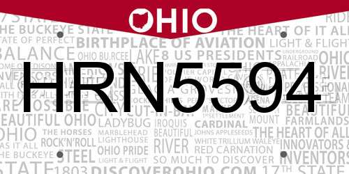 HRN5594 Ohio License Plate