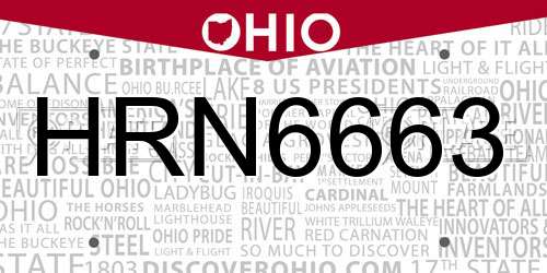 HRN6663 Ohio License Plate