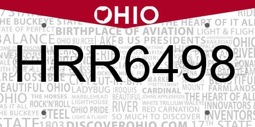HRR6498 Ohio License Plate