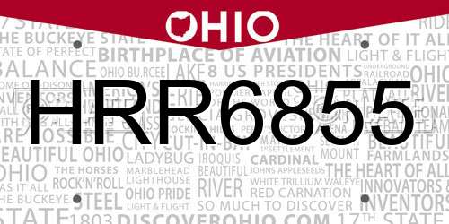 HRR6855 Ohio License Plate
